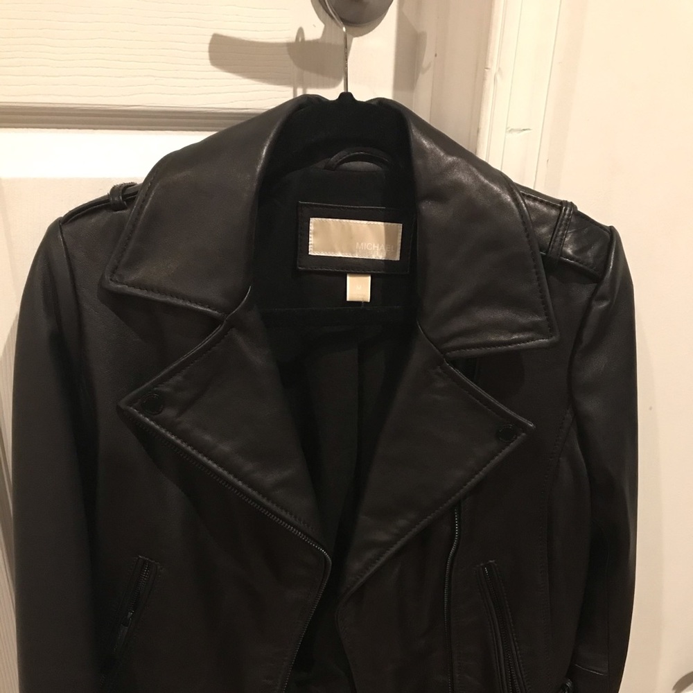 Michael kors leather biker jacket